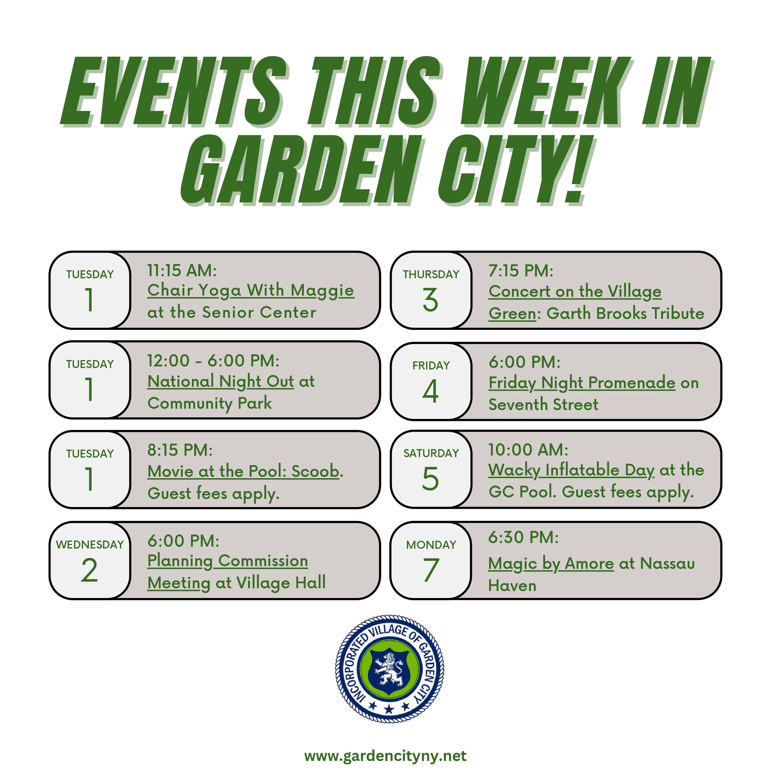 event listings july 30 week