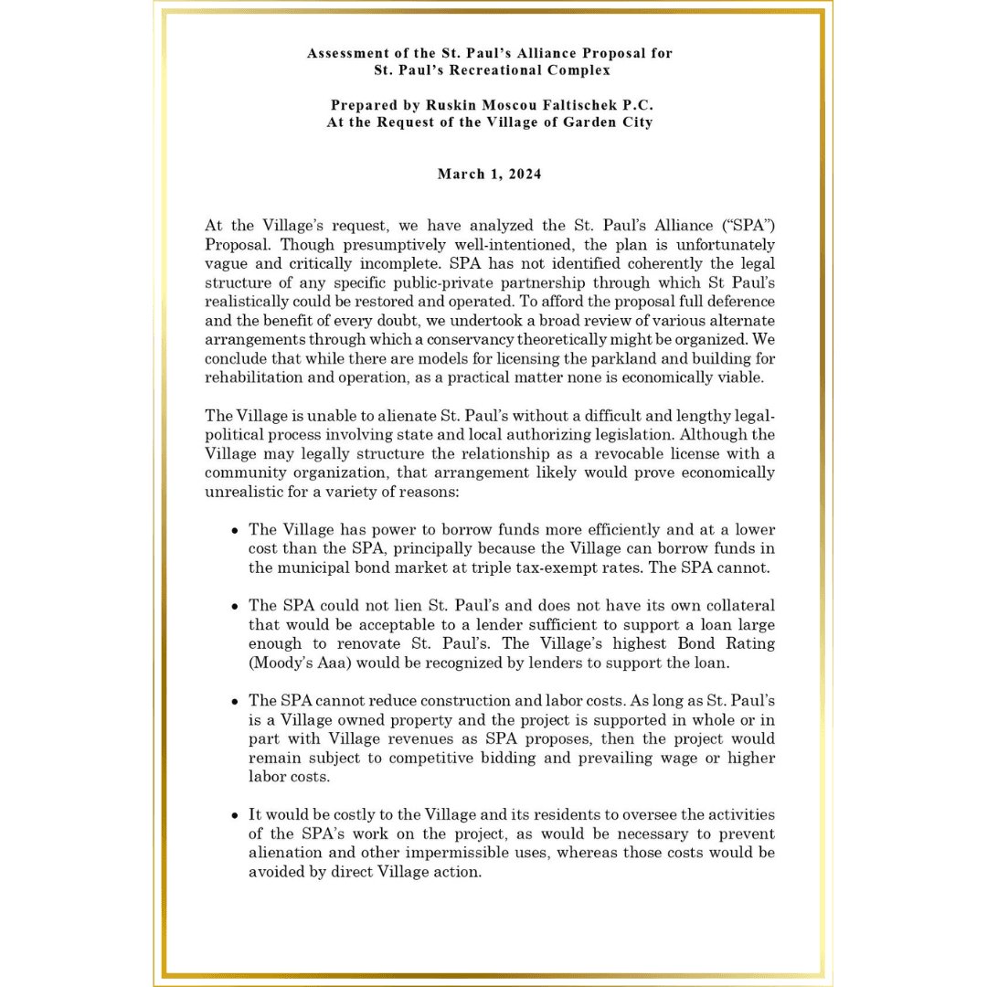 Counsel St. Paul's Alliance assessment 