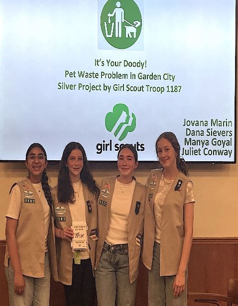 Troop 1187 Girl Scouts present their project to the Environmental Advisory Board.