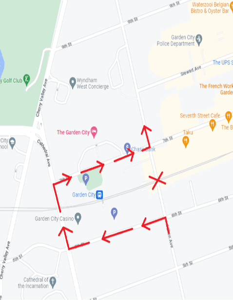 Hilton Ave detour map during grade crossing work