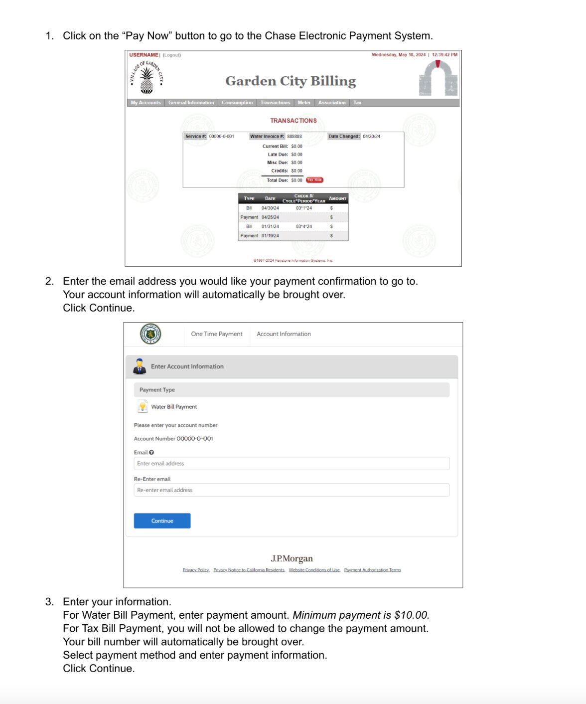 Chase Electronic Payment System User Guide